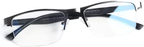 Miniatura 9 de FONHCOO - Gafas de lectura para mujeres y hombres, gafas de lectura con bloqueo de luz azul, metal, medio marco, lectores de computadora, anti
