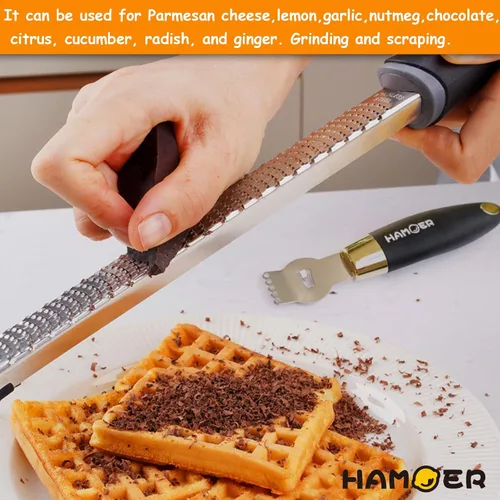 Miniatura 4 de Zester Rallador y cuchillo de canal, juego de herramientas de barra de cocina para queso parmesano, limón, ajo, nuez moscada, chocolate, cítricos