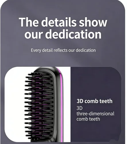 Miniatura 5 de Peine alisador de pelo inalámbrico, alisador y rizador de pelo de cerámica iónica portátil con pantalla LCD, plancha plana inalámbrica de 3 niveles