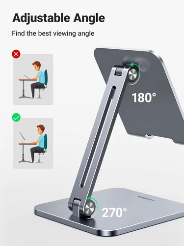 Miniatura 5 de UGREEN Soporte para tablet compatible con iPad soporte de escritorio ajustable de aluminio base más gruesa compatible con iPad Pro Air Mini 13 12.9