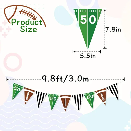 Miniatura 2 de VILIFEVER 2 guirnaldas de fútbol americano, decoraciones de fiesta de fútbol, banderines de papel para fútbol americano, suministros de fiesta