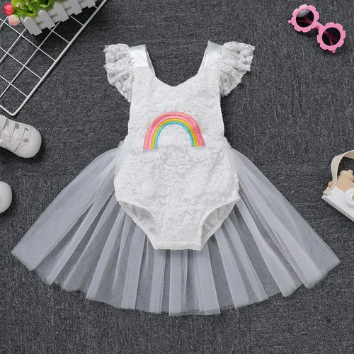 Miniatura 33 de Traje de bebé niña primer cumpleaños traje de encaje tul mameluco princesa tutú vestido de un año cumpleaños pastel Smash fotografía ropa