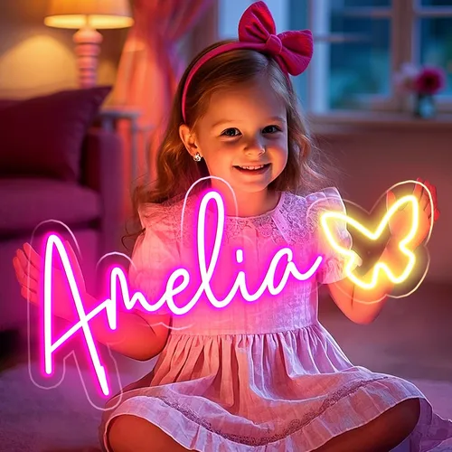 Miniatura 10 de Letrero de neón personalizado, letrero de nombre de neón personalizable para decoración de pared, regalos de cumpleaños de Navidad para niñas