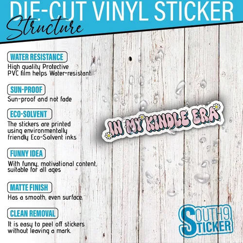 Miniatura 3 de Calcomanía de vinilo troquelado de 2 pulgadas con texto en inglés «In My Kindle», «My Kindle Era», calcomanía de vinilo troquelada impermeable de 2