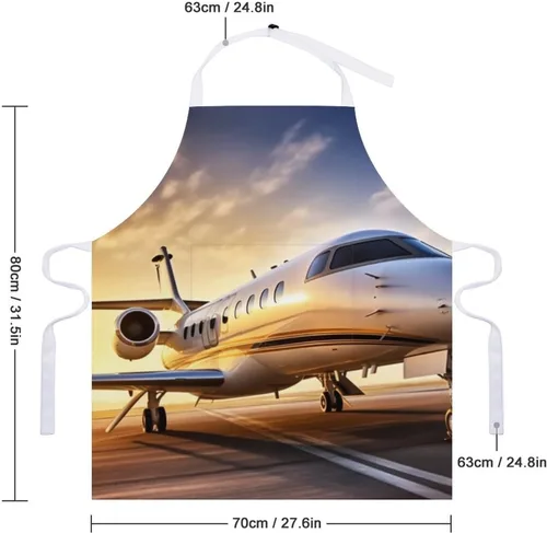 Miniatura 2 de MUSM Apron for Adults - 27.6 X 31.5 Inch, Heavy-Duty Polyester Aprons with Two Large Pockets, Waterproof Private Plane Kitchen Apron for Cooking