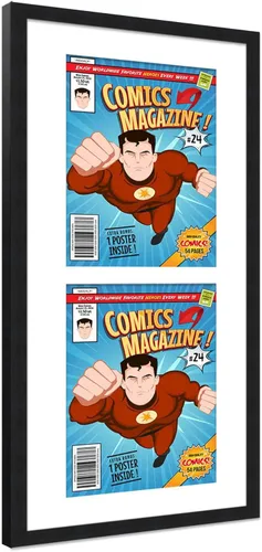 Miniatura 136 de Poster Palooza Marco de cómic con paspartú para 1 cómic de la Edad de Bronce publicado entre 1970 y 1985, marco de cómic negro para cómic de 7.25 x