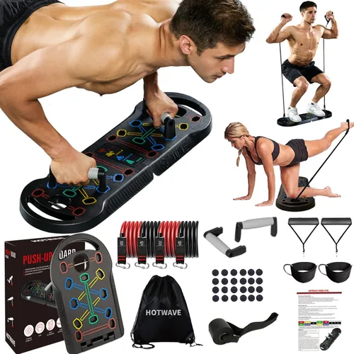 Miniatura 7 de HOTWAVE Push Up Board Fitness, Portable Foldable 20 in 1 Push Up Bar at Home Gym, Pushup Handles for Floor. Professional Strength Training Equipment