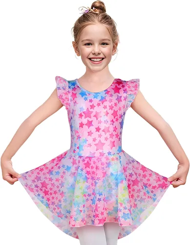 Miniatura 23 de LUOUSE Elegante leotardo de ballet para niñas con falda, mangas con volantes y volantes, perfecto para baile y gimnasia