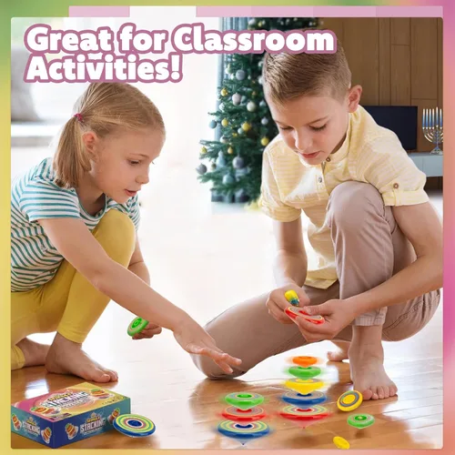 Miniatura 6 de IPIDIPI TOYS Spineez Trompos Giratorios Apilables para Niños – Juego de 3, 15 Piezas Juguetes Giratorios OVNI – Ideales Rellenos de Media de Navidad