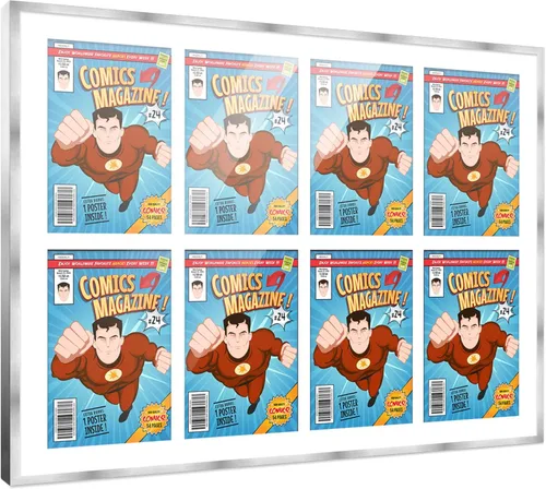 Miniatura 23 de Poster Palooza Marco de cómic con paspartú para 1 cómic de la Edad de Bronce publicado entre 1970 y 1985, marco de cómic negro para cómic de 7.25 x