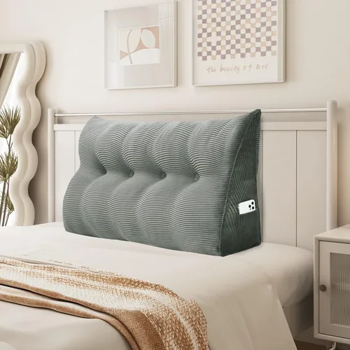 Miniatura 15 de Almohada de cuña triangular para cabecero, cojín de pana para sofá cama, respaldo grande, almohada de lectura, posicionamiento lumbar tapizado