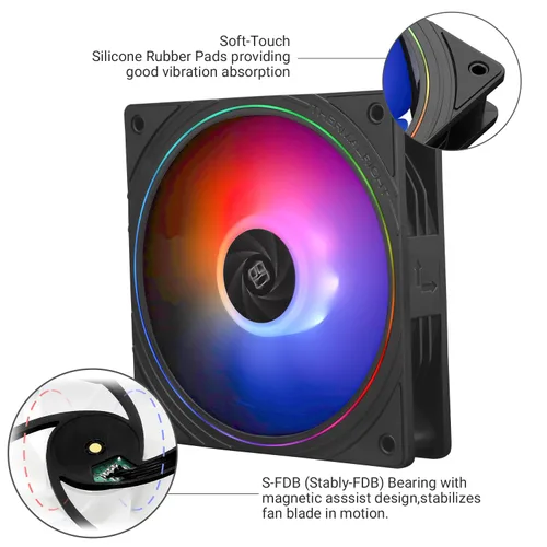 Miniatura 4 de Thermalright TL-S12-S X3 - Ventilador de CPU PWM, efecto de luz de apertura fina, conector PWM de 4 pines con efectos de luz ARGB, ventilador