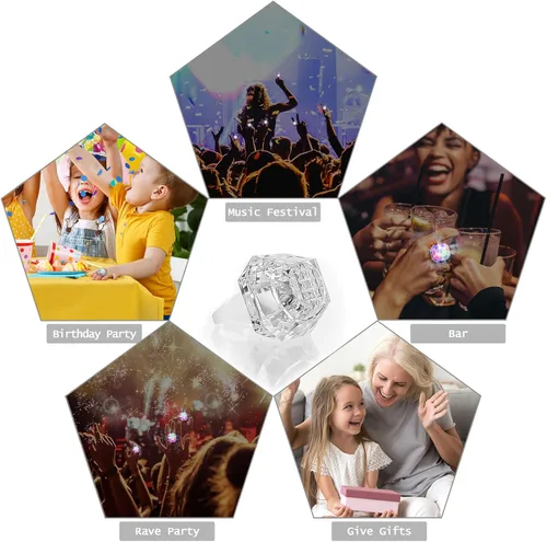 Miniatura 6 de Hicarer LED Light up Rings Bachelorette Flashing Party Favors Plastic Diamond Glow in The Dark Ring for Birthday Wedding Bridal Shower Party
