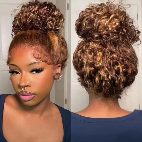 Miniatura 8 de 2x6 con aspecto de piel Chocolate Brown de cabello humano con cierre de encaje HD Real de 0.095mm ultradelgado, 15A, cabello brasileño ondulado