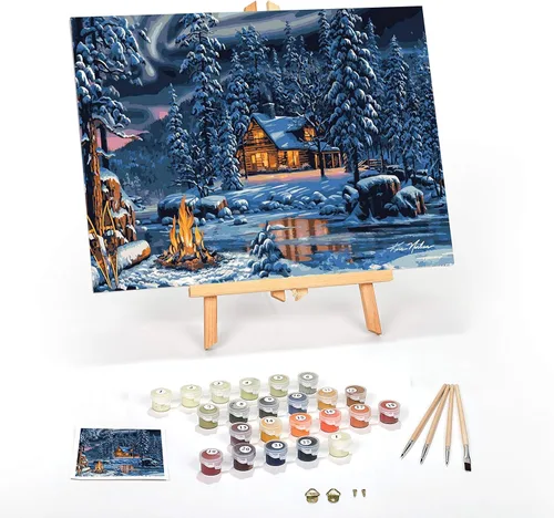 Ledgebay Kit de pintura por números para adultos, lienzo enmarcado para principiantes a avanzados, kit de pintura por números, incluye juego de