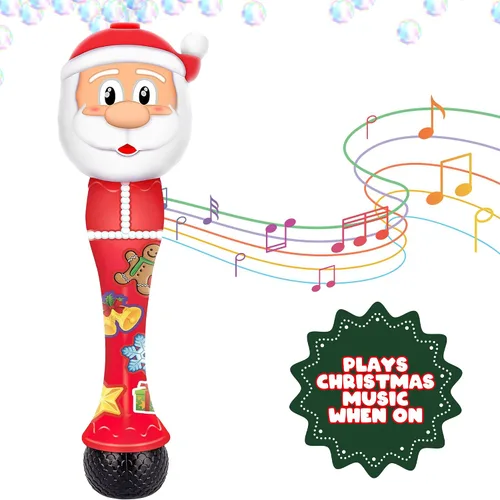 Miniatura 5 de ArtCreativity Varita de burbujas de Papá Noel iluminado para niños, regalos de Navidad para niños, soplador de burbujas de 14 pulgadas con luz