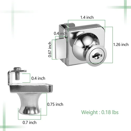 Miniatura 3 de Cerradura de gabinete de joyería de aleación de zinc, cerradura de puerta de vidrio, puerta individual, 2 llaves para vidrio de 0.21-0.31 pulgadas