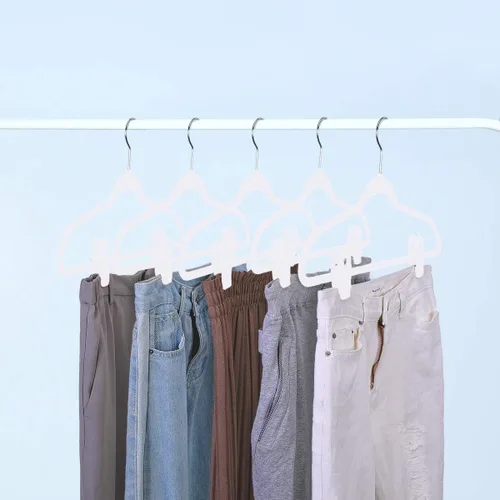 Miniatura 5 de Trgowaul Clips de terciopelo para colgar pantalones, clips de terciopelo, clips de dedo fuertes, perfectos para perchas finas de terciopelo