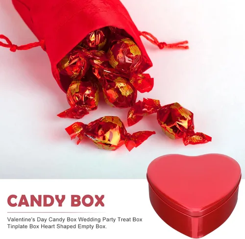 Miniatura 4 de Caja vacía de metal con forma de corazón: 10 unids cajas de chocolate de caramelo latas con tapa cosméticos latas Día de San Valentín regalos