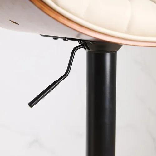 Miniatura 5 de Juego de 2 taburetes de bar giratorios de 360°, taburetes de bar modernos de mediados de siglo, altura de mostrador ajustable, sillas de bar Negro