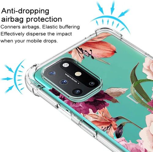 Miniatura 5 de Osophter Funda para Oneplus 8T Flower Floral para niñas y mujeres, absorción de golpes flexible de goma TPU (flor púrpura)