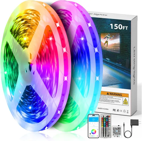 Miniatura 12 de DAYBETTER Tira de luces LED de 50 pies, sincronización de música, tiras de luz LED RGB con control remoto y aplicación, luces LED que cambian