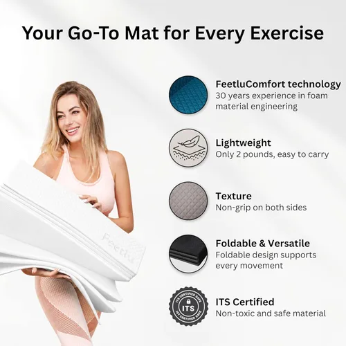 Miniatura 3 de Esterilla plegable para ejercicios de yoga, ligera, antideslizante y fácil de almacenar para yoga, pilates, entrenamientos en casa y ejercicios