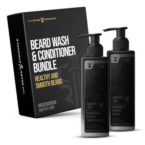 Miniatura 9 de The Beard Struggle Radiance - Paquete de lavado y acondicionador para barba para hombre, colección Platino, paquete de 2, Aesir's Triumph, nutre