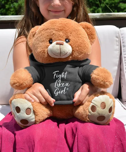 Miniatura 2 de Fight Like a Girl Oso de peluche Fight Pal para el melanoma, conciencia sobre el cáncer de piel - Negro