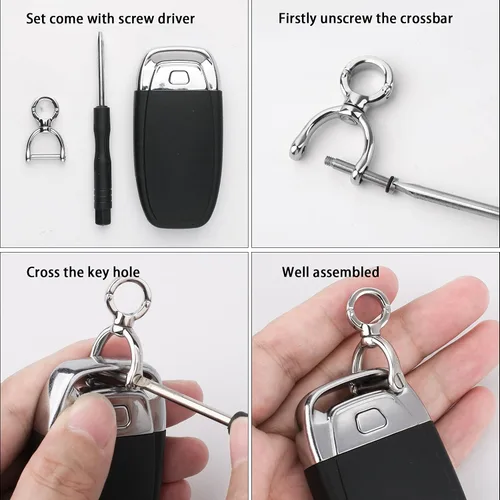Miniatura 3 de TISUR Llavero pequeño para automóvil, llavero de anillo en D con grillete de tornillo, llavero giratorio resistente para llavero, bolso, llavero
