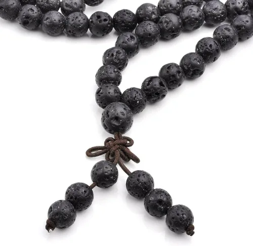 Miniatura 2 de Jovivi Pulsera de 6 mm y 8 mm con cuentas de piedra de lava natural, 108 cuentas de oración budista tibetana, collar y pulsera mala