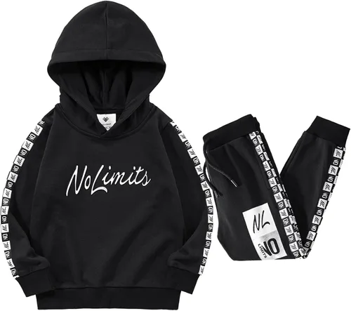 Miniatura 4 de ANOTWENER Ropa deportiva para niños, conjuntos de chándal con capucha, sudadera y pantalones deportivos, 2 piezas, 2 a 8 años