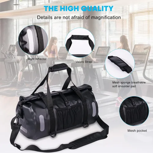 Miniatura 2 de WILD HEART Bolsa de lona impermeable 20L 30L 40L con costuras soldadas correas de hombro, bolsillo de malla para kayak, camping, barco, bicicleta