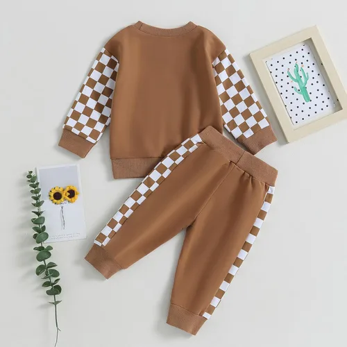 Miniatura 143 de Ropa de bebé niño 3 6 9 12 18 24M 3T Conjunto de pantalones con capucha patchwork sudadera con capucha pantalones de rayas traje de otoño invierno