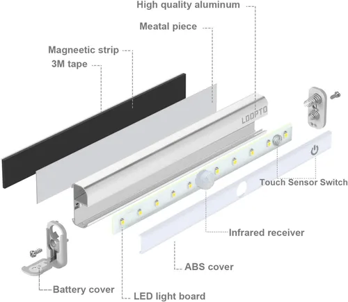 Miniatura 7 de LDOPTO Luces para debajo del gabinete, inalámbricas con control remoto, regulables, funciona con pilas, luces LED para armario, iluminación