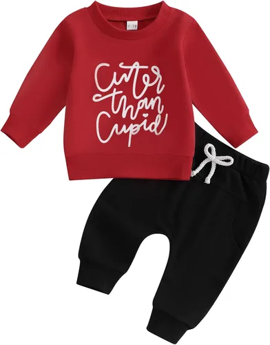 Miniatura 157 de BemeyourBBs Conjunto divertido de sudadera y pantalones de manga larga con letras divertidas para bebé niño y niño