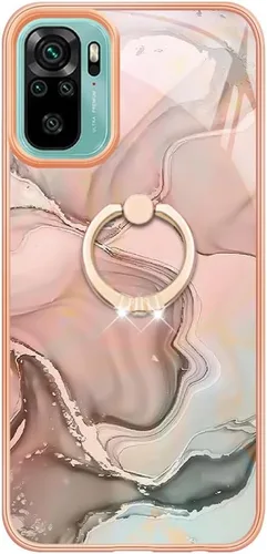 Miniatura 3 de XYX Case Compatible with Xiaomi Redmi Note 10s, TPU Marble Shockproof Bumper Slim Full-Body Protective Phone Case Cover with 360 Rotating Ring