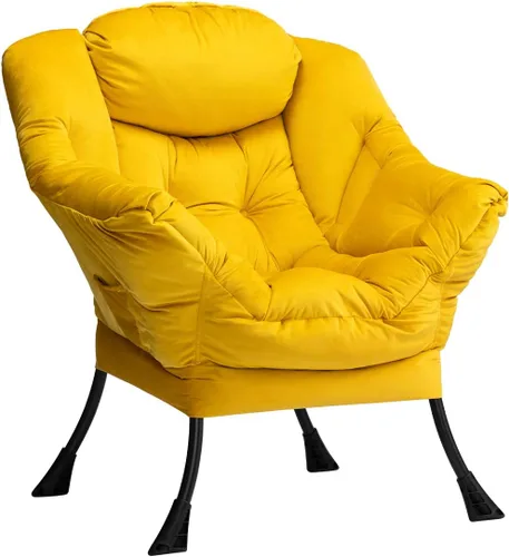 Miniatura 49 de HollyHOME - Silla perezosa con reposabrazos y bolsillo lateral, cómoda silla de sala de acento, sofá de ocio para sala de estar, recámara