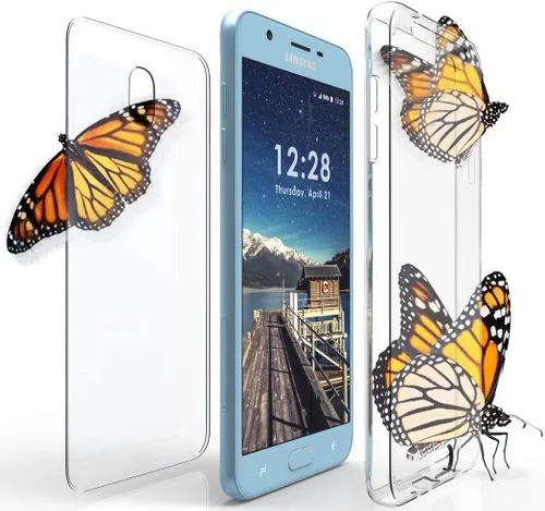 Miniatura 3 de Funda transparente para Galaxy J3 2018, nueva envoltura de 360 grados [protección de cuerpo completo] Funda delgada de TPU transparente