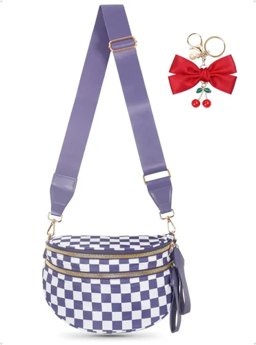 Miniatura 11 de Bum Bag Crossbody Bag para mujer Amplias bolsas Riñoneras cruzadas de nailon Monedero con cinturón para viajar y correr, regalos de moda