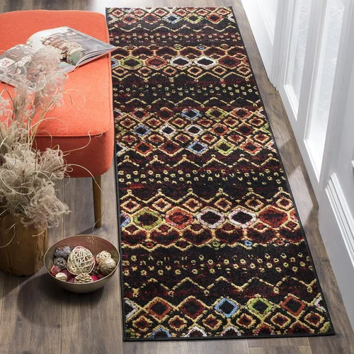 Miniatura 28 de SAFAVIEH Amsterdam Collection Alfombra Decorativa - 2.3 pies x 4 pies, Negro & Multi, Diseño Marroquí Bohemio, Sin Desprendimiento y Fácil Cuidado