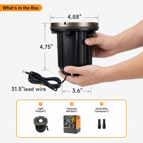 Miniatura 8 de Gardenreet Luz de pozo de latón - Iluminación de paisaje impermeable para exteriores de 12V LED enterrada, lámpara de bajo voltaje con bombilla