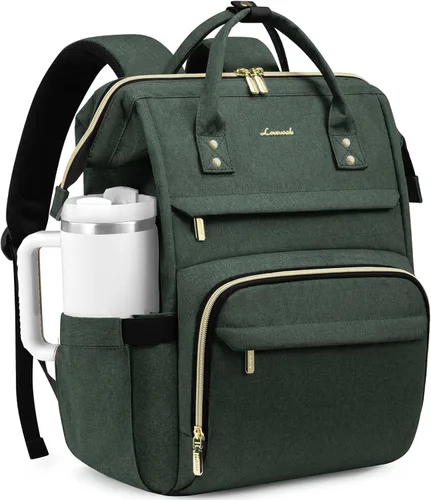 Miniatura 20 de LOVEVOOK Mochila para laptop para mujer con bolsillo gigante para vasos, mochila de viaje impermeable de 15.6 pulgadas, bolsa de computadora