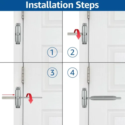 Miniatura 7 de 2 cierrapuertas automático de seguridad, bisagra de puerta de cierre ajustable para convertir puertas con bisagras en cierre automático, Negro