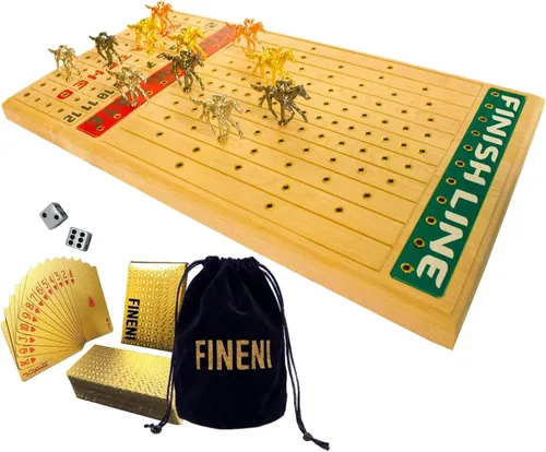 Miniatura 11 de Juego de carreras de caballos para adultos, juego de mesa de carreras de caballos con 11 lujosos caballos de metal (oro, plata, negro, oro rosa)