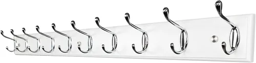 Miniatura 13 de Perchero de pared con 5 ganchos plateados de madera, 17.3’’, Ganchos resistentes para colgar ropa, sombrero, mochila, etc., Gran decoración moderna
