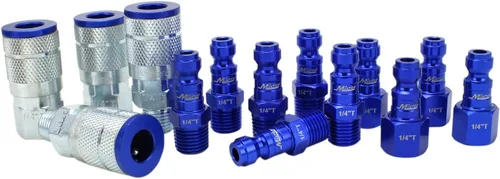 Miniatura 5 de Milton Kit acoplador y enchufe - (T-Estilo, Azul) - 1/4" NPT, (14-Piezas) - S-314TKIT