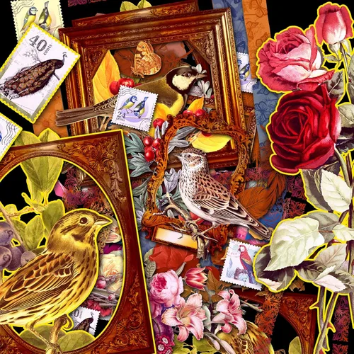 Miniatura 2 de Decoupage - Paquete de papel (15 hojas de 8 x 11 pulgadas), pájaros y flores del siglo XIX HANATABA Vintage Art Deco Styled Ephemera Pictures