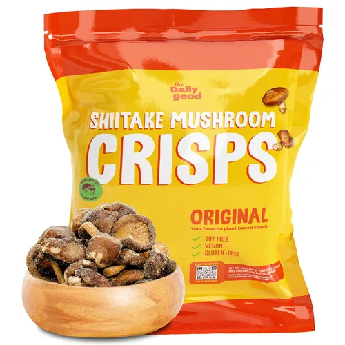 Miniatura 14 de The Daily Good Shiitake Crisps - Paquete de 3 chips de hongos, sin gluten, sin OGM, sabores original, wasabi y chile mexicano, alimentos