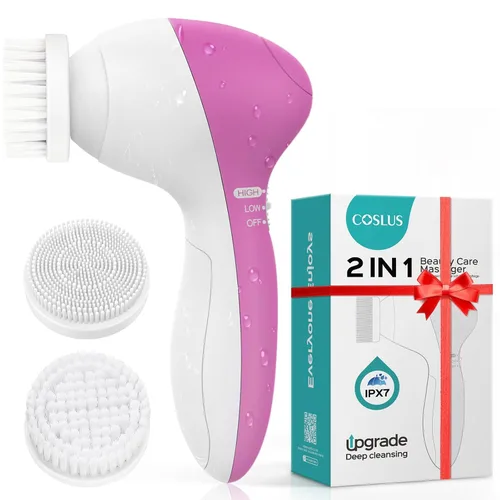 Miniatura 9 de COSLUS Cepillo de Limpieza Facial Exfoliador Facial de Silicona: Dispositivo de Masaje Rotatorio Exfoliante Eléctrico 7 en 1 FBS-D Impermeable Azul